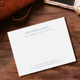Minimal Light Blue Family Name Stationery Card