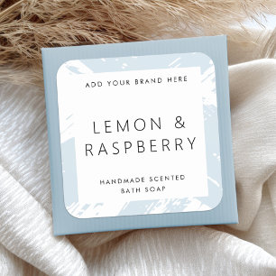 Minimal light dusty blue bushstrokes product label