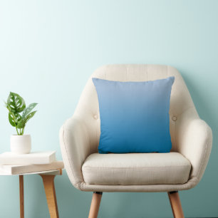 Minimal Light to Dark Blue Gradient Throw Pillow