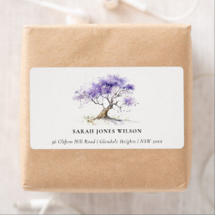 Minimal Lilac Watercolor Jacaranda Tree Address
