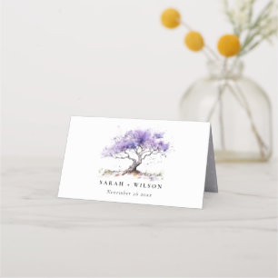 Minimal Lilac Watercolor Jacaranda Tree Wedding Place Card