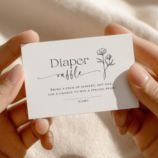 Minimal Line Art Baby Shower Diaper Raffle Enclosure Card
