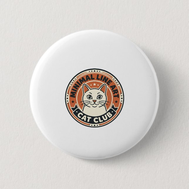 Minimal Line Art Cat Cat Lover Gift - Minimal Line 2 Inch Round Button (Front)