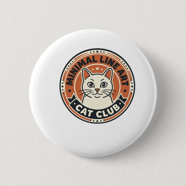 Minimal Line Art Cat Cat Lover Gift - Minimal Line 2 Inch Round Button (Front)