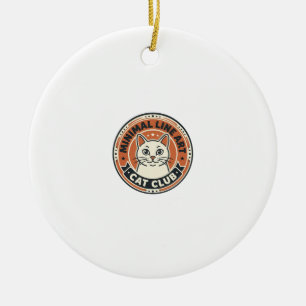Minimal Line Art Cat Cat Lover Gift - Minimal Line Ceramic Ornament