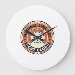 Minimal Line Art Cat Cat Lover Gift - Minimal Line Large Clock