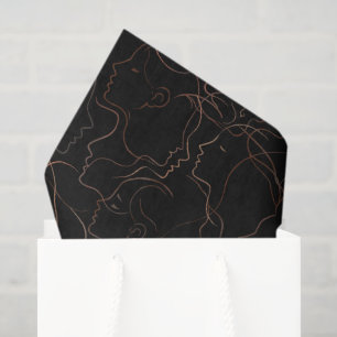 Minimal Line Art Faces Tissue Paper