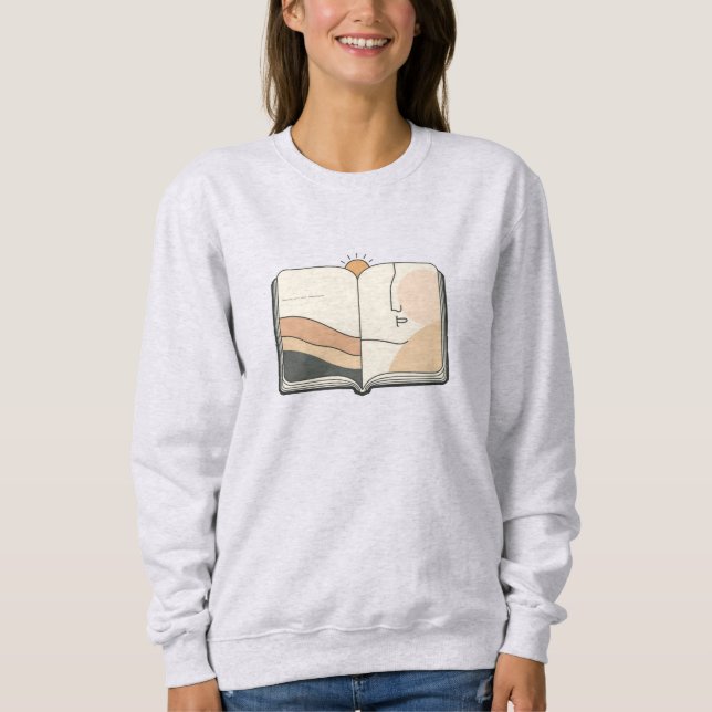 Minimal Line Art Notebook & Sun – Modern Abstract  Sweatshirt (Front)
