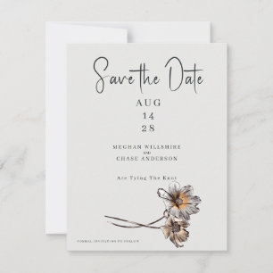 Minimal Line Art Terracotta Poppies Invitation