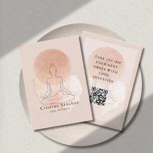 Minimal Line Art Woman Yoga Discount Card