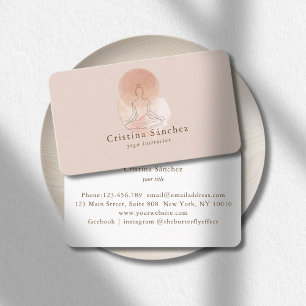 Minimal Line Art Woman Yoga Reiki Meditation Business Card