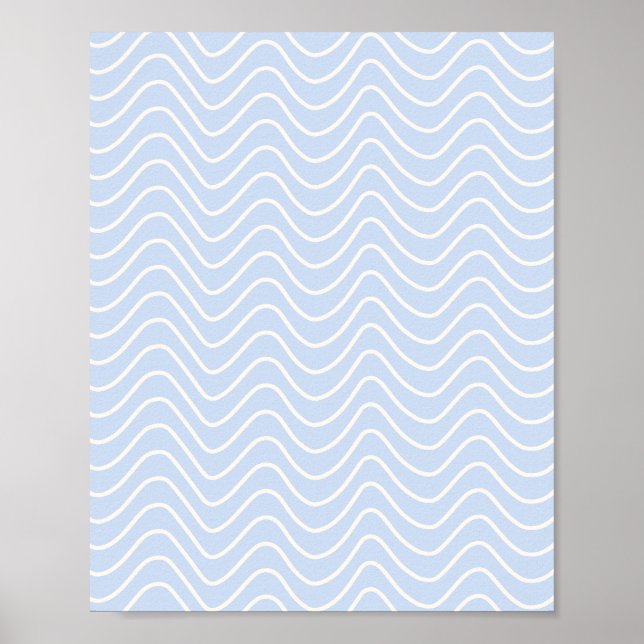 Minimal Line Chevron Pattern Coastal Light Blue Poster (Front)