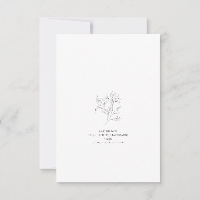 Minimal Line Drawing Save the Date Card (Front)