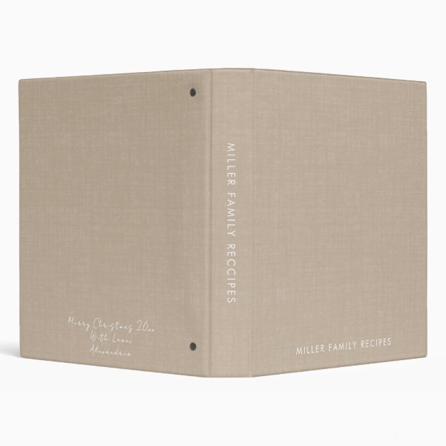 Minimal Linen Family Recipe Christmas Message Binder (Background)