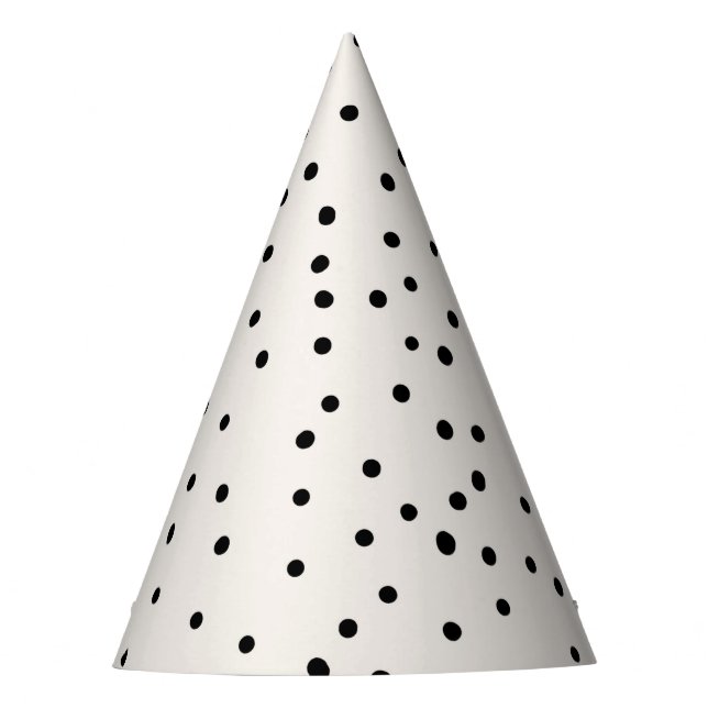 Minimal little polka dot Black Birthday  Party Hat (Front)