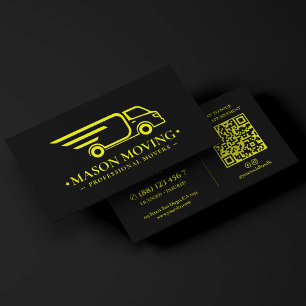 Minimal Logistics Movers Logo Lime Yellow Black Business Card