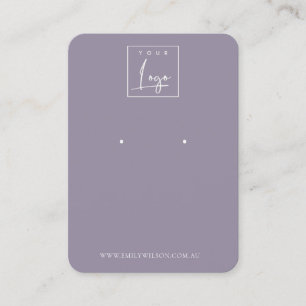 Minimal Logo Dusky Lilac Purple Earring Display Business Card