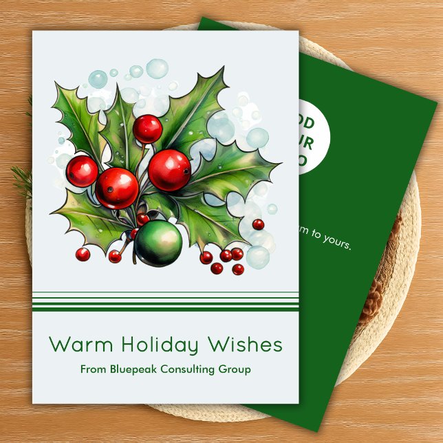 Minimal Logo Holiday Card with Message (Creator Uploaded)