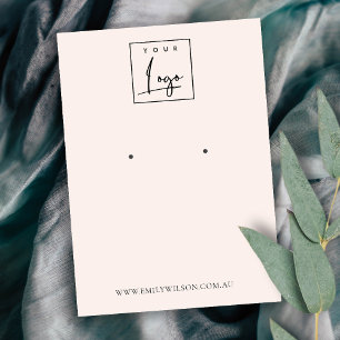 Minimal Logo Soft Blush Pink Earring Display Business Card