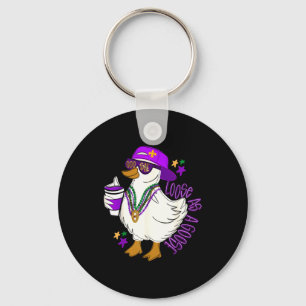 Minimal Loose Goose Funny Mardi Gras Keychain