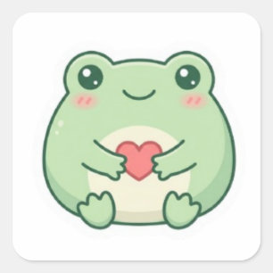 Minimal Love Frog Sticker Cute Frog Holding Heart