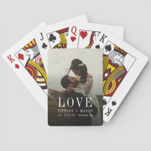 Minimal Love Wedding Photo Couples Template Playing Cards