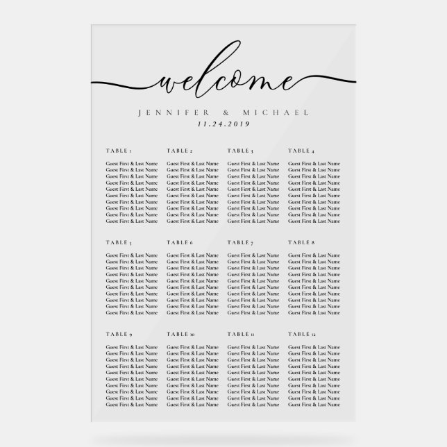 Minimal Lux Clean Simple Wedding Table Numbers (Recto)