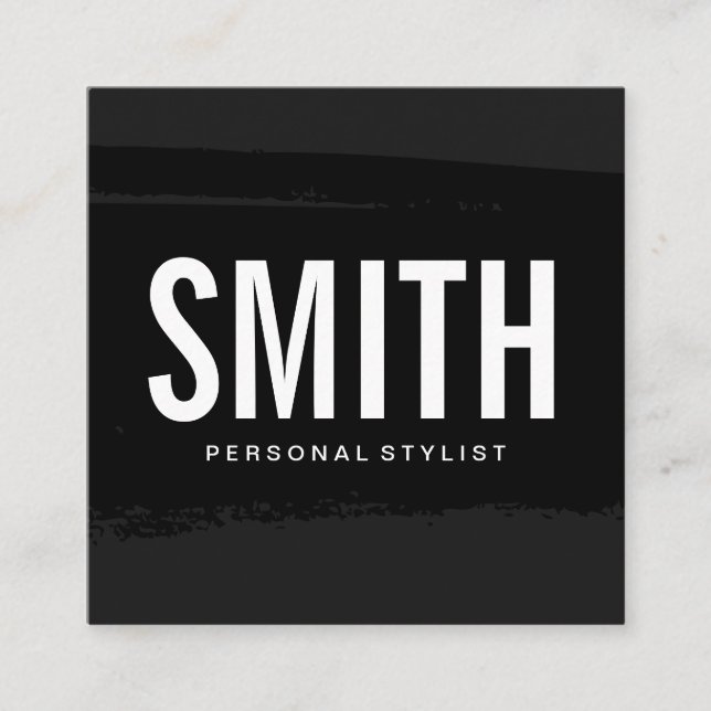 Minimal Lux Executive Black Brushed Square Business Card (Front)