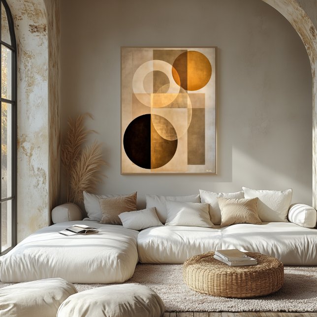 Minimal Luxury Art Deco Geometric Abstract Beige Poster (Creator Uploaded)