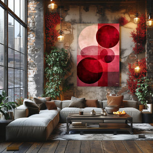 Minimal Luxury Art Deco Geometric Abstract Red Poster