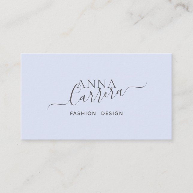 Minimal Luxury Boutique Blue Modern Calligraphy Business Card (Front)