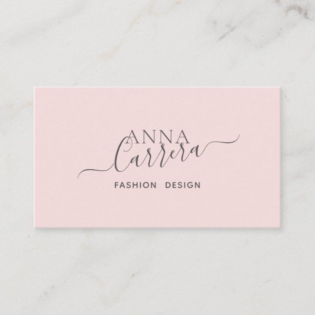 Minimal Luxury Boutique Blush Modern Calligraphy Business Card (Front)