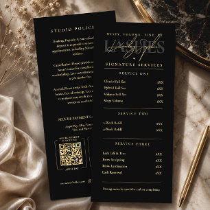 Minimal Luxury Lash Artist Studio Price List Menu