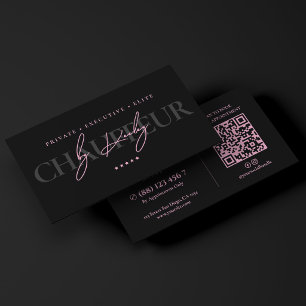 Minimal Luxury Private Chauffeur Pink Black Business Card