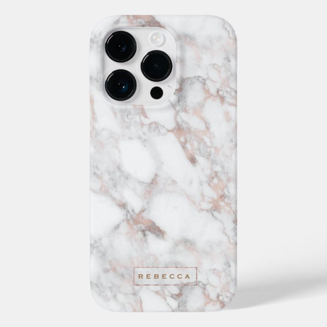 Minimal Luxury Rose-Gold Marble Stone Case-Mate iPhone Case (Back)