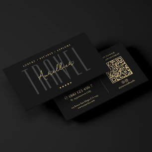 Minimal Luxury Travel Advisor Planner Agent Black Business Card