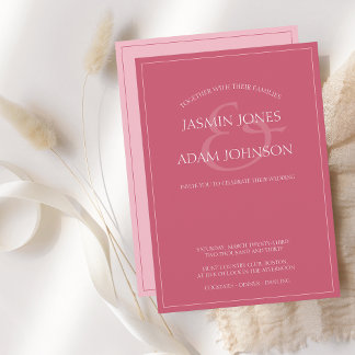 Minimal Magenta Pink Script Wedding Invitation