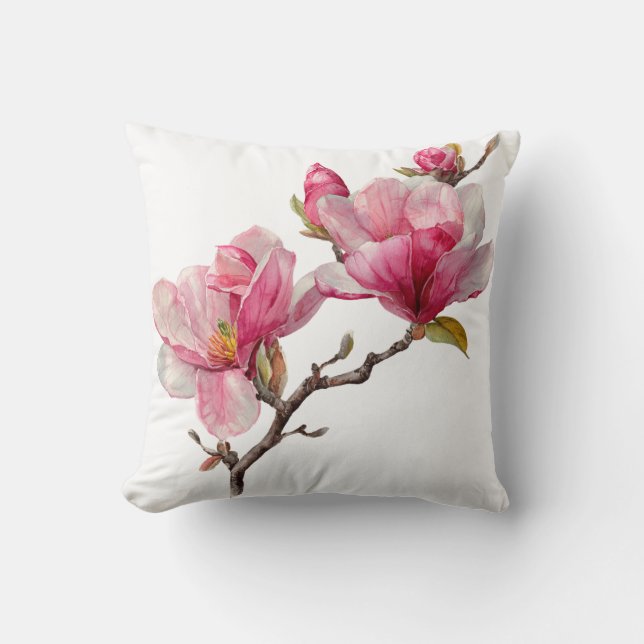 Minimal Magnolia Branch Pillow Cover,  (Front)