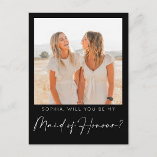 Minimal Maid of Honour Proposal Card with Photo