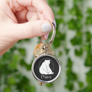 Minimal Mama Bear Line Art Design Keychain