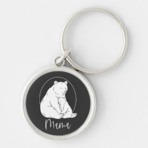 Minimal Mama Bear Line Art Design Keychain