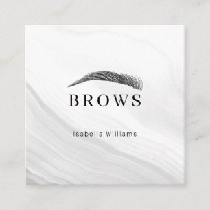 Minimal marble elegant eyebrows  square business card