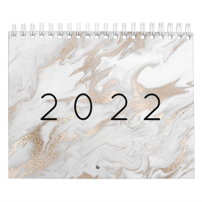 Minimal Marble White Grey Silver Rose Gold 202 Cal Calendar (Cover)