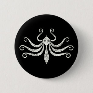Minimal Marine Style Minoan Octopus (distressed) 2 Inch Round Button