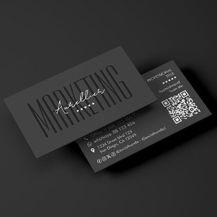 Minimal Marketing Networking Black White QR Business Card