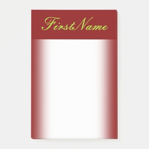 Minimal Maroon Background and Light Green Name Post-it Notes