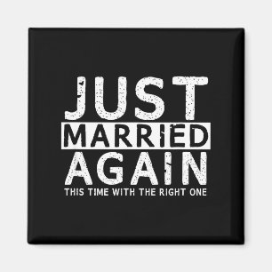 Minimal Married Again 2nd Time Wedding Magnet