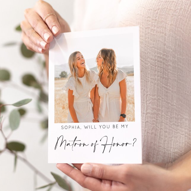 Minimal Matron of Honour Proposal Card with Photo (Creator Uploaded)