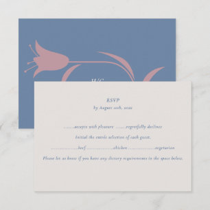 Minimal Mauve & Dusty Blue Floral Meal Selection  RSVP Card