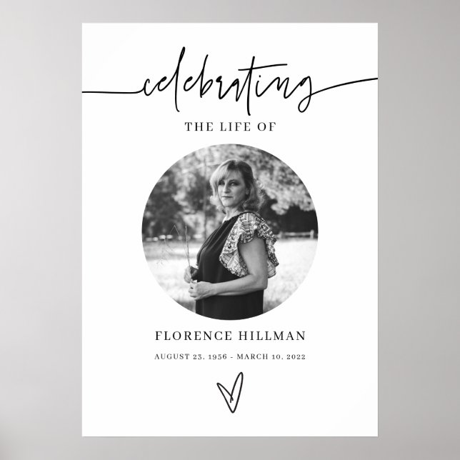 Minimal Memorial Funeral Life Celebration Sign (Front)